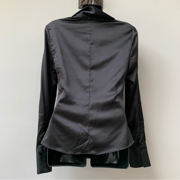 Zara black satin plunge blouse size small new - Picture 4 of 12